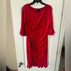 Studio Connection Elegant Red Twist-Detail Women’s Ruffle Sleeve Dress Size 10